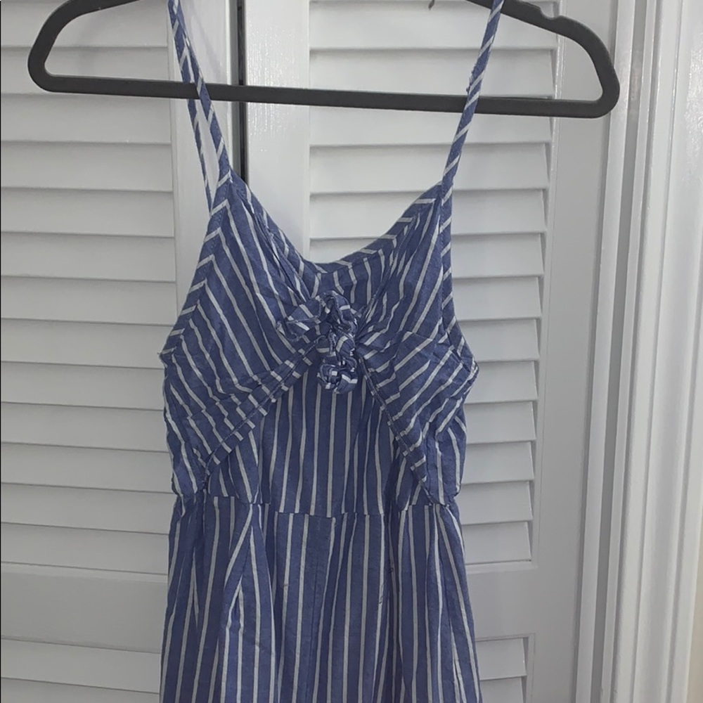 Blue and White Striped Jumpsuit